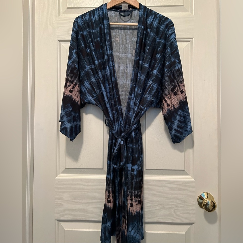 Linea Donatella Blue and Dusty Rose Tie Dyed Robe